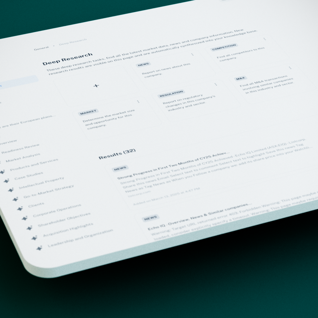 Meet your new M&A research team: Deliverables AI deep research