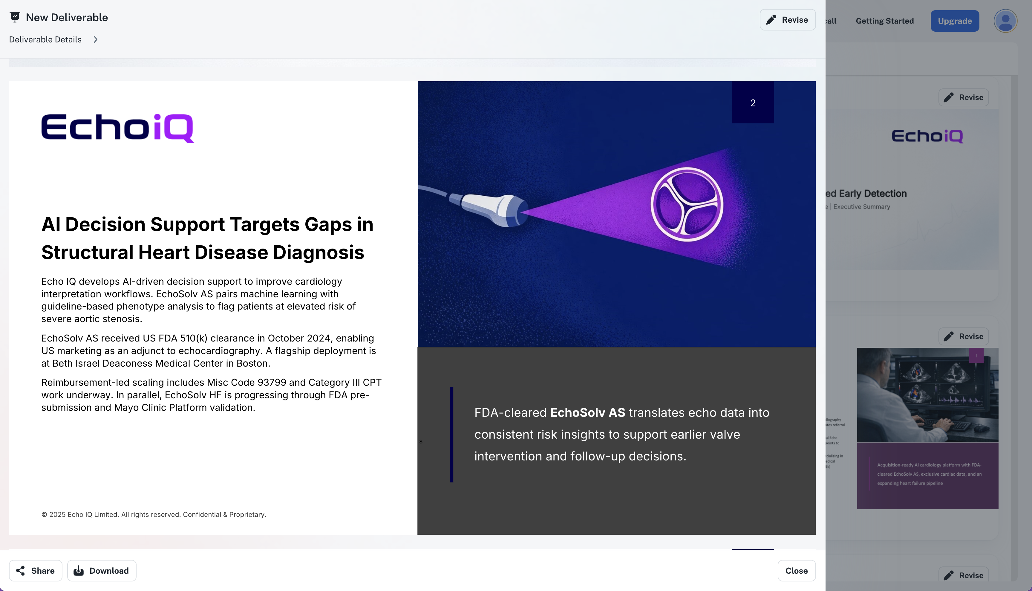 Deliverable preview with download options