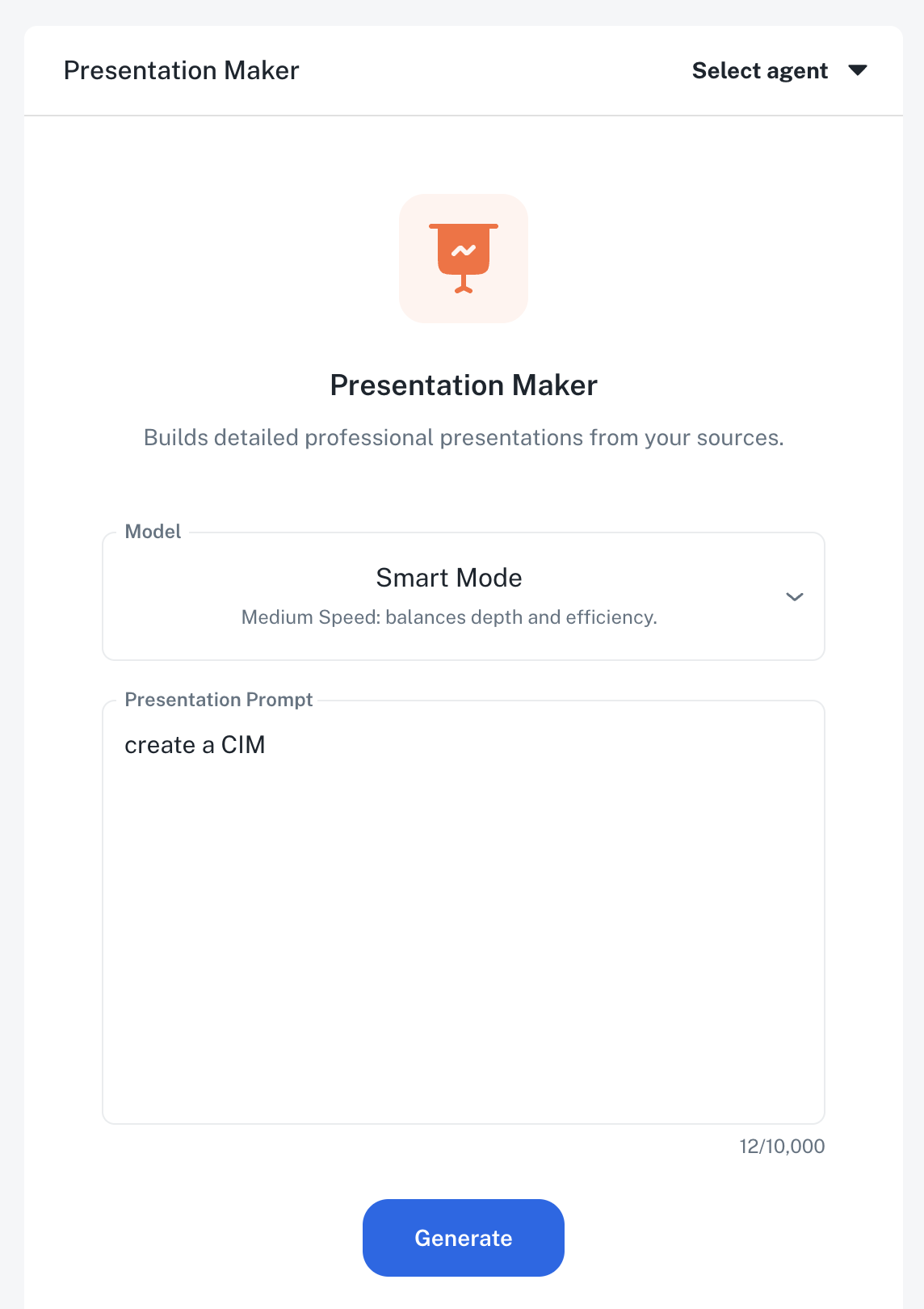 Prompt input and generate button